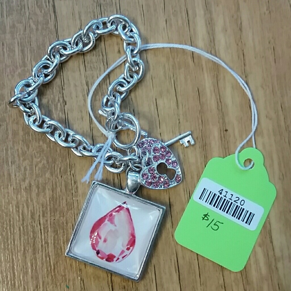 Handmade Handpainted Jewel Silver Toggle Bracelet